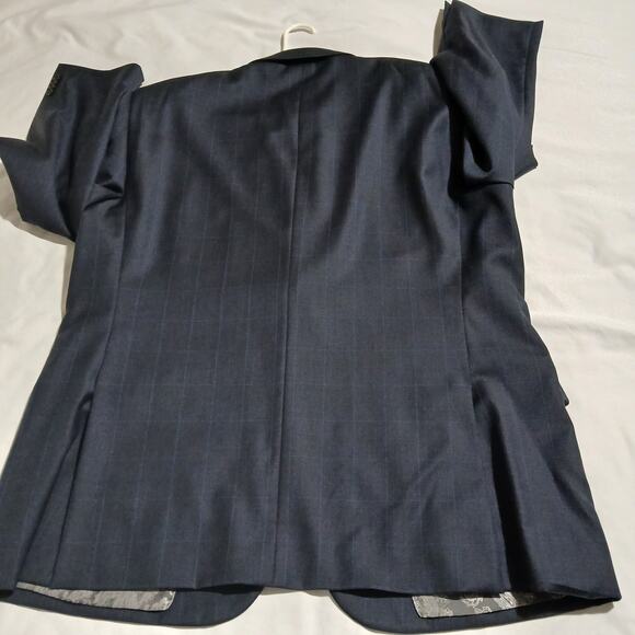 Joseph Abboud Men's 50L 100% Wool Deep Blue Window-Pane Plaid Blazer Lined - Picture 6 of 15